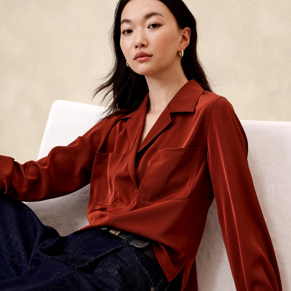 Banana Republic Silky Popover Blouse